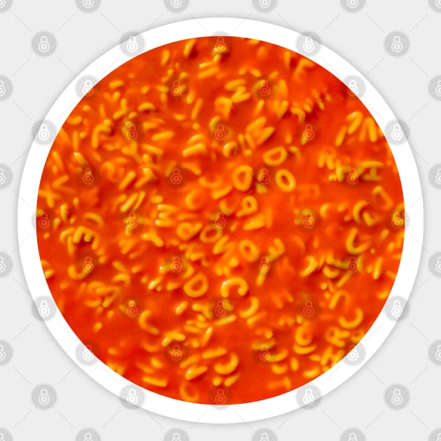 Alphabet Pasta in Red Tomato Sauce Circle Photograph Sticker by love-fi